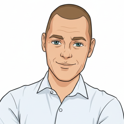 Illustrated portrait of Frederik Bisbjerg